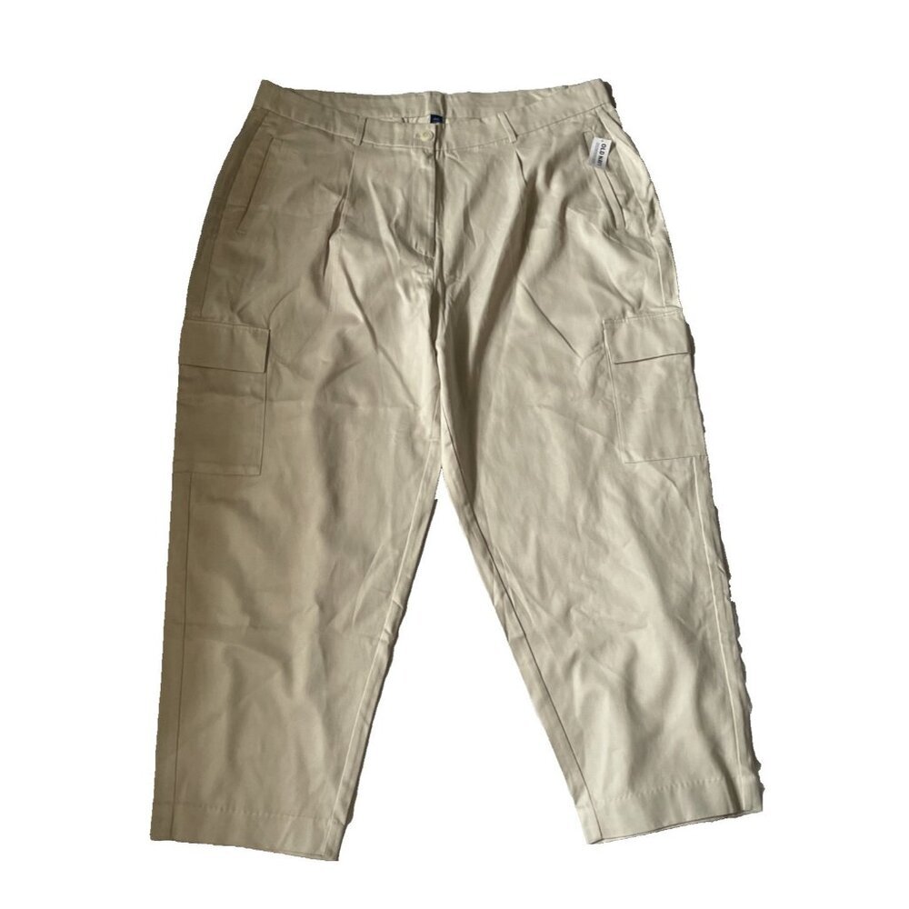 Old Navy Extra High-Rise Taylor Straight Trousers XXL Beige With Pockets Recycle
